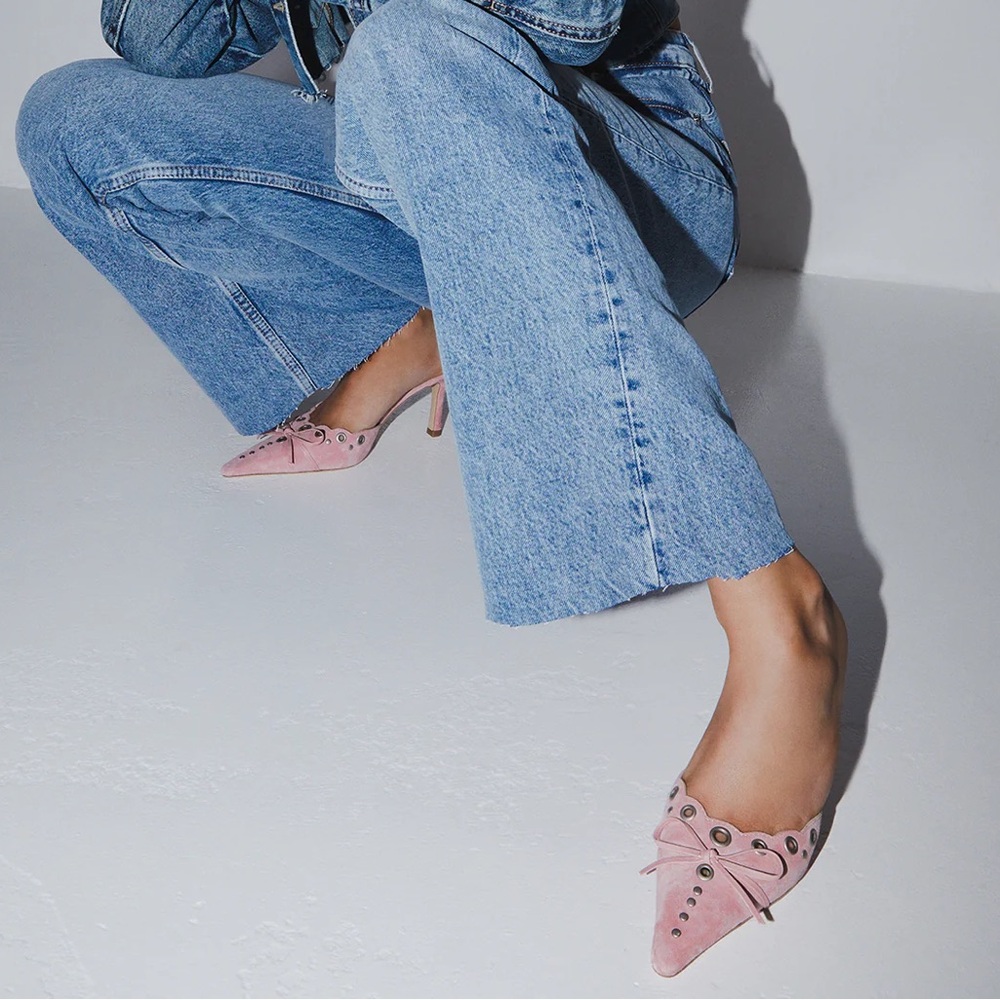 NWT Suede Heeled Mules